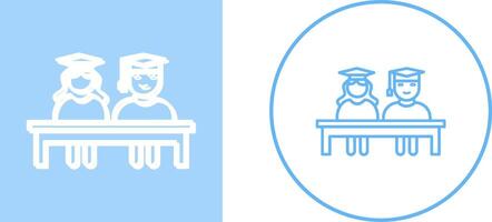 Unique Students Sitting Icon Design vector