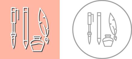 Unique Writing Equipment Icon Design vector