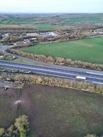 High Angle View of British roads During Sunrise Morning Near Oxford City, Oxfordshire, England United Kingdom. March 23rd, 2024 photo