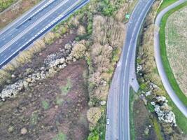 High Angle View of British roads During Sunrise Morning Near Oxford City, Oxfordshire, England United Kingdom. March 23rd, 2024 photo