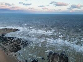 High Angle View of Botany Bay Beach and Sea View During Sunset at Broadstairs Kent, England UK. April 21st, 2024 photo