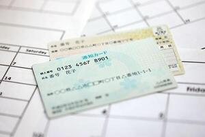 japonés mi número tarjeta muestra y notificación tarjeta en calendario antecedentes foto