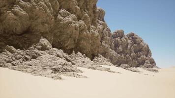 A large rock formation in the middle of a desert video