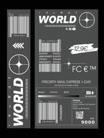 Label pack design. graphic asset for streetwear design. Retro futuristic element in Y2K for apparel, clothing and poster design vector