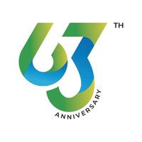 63 anniversary logo design. 63th anniversary gradient logo template, and illustration vector