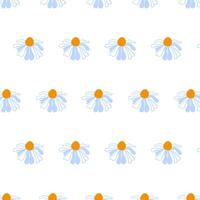 primavera sin costura modelo filas azul prado margaritas blanco verano modelo floreciente flor silvestre ditsy ornamento envase tela fondo de pantalla textil mosaico vector