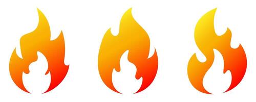 Set of Three Unique Fire Flames isolated on transparent Background. Olympic games elements. illustration. illustration vector