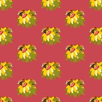 sin costura modelo abeja flor rojo antecedentes salvaje flores tarjeta postal póster bandera primavera verano tela envase fondo de pantalla modelo textil vector