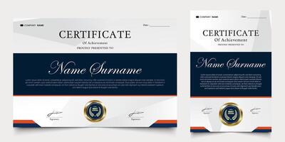 certificado galardonado con moderno antecedentes. graduación diseño elementos, mejor empleados y otros. vector