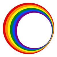 Rainbow circle isolate on transparent background. Photo frame in the colors of the Pride flag. Pride month element. Copy space. illustration vector