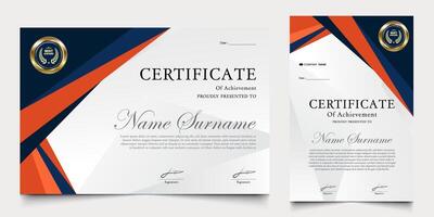 certificado galardonado con moderno antecedentes. graduación diseño elementos, mejor empleados y otros. vector