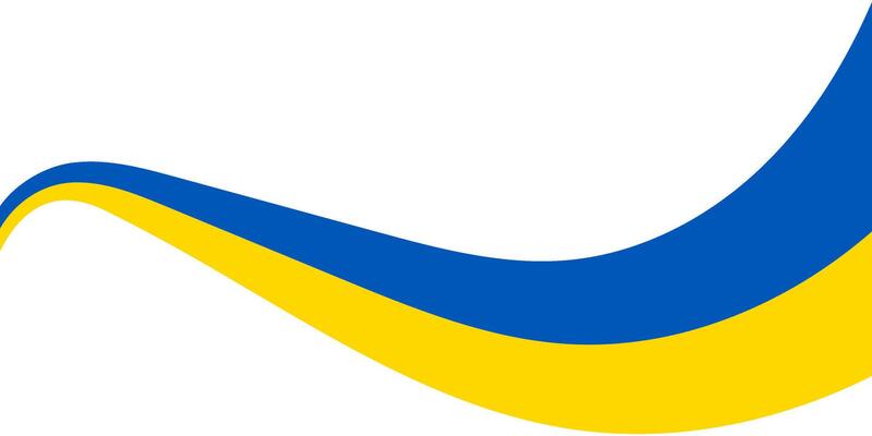The winding Flag of Ukraine. Blue and yellow wavy stripes are isolated on a transparent background. illustration.