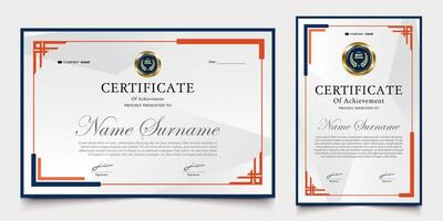 certificado galardonado con moderno antecedentes. graduación diseño elementos, mejor empleados y otros. vector