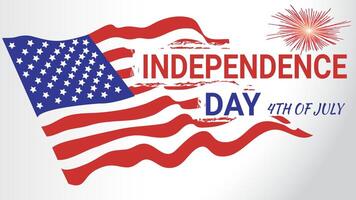 contento independencia día 4to julio con Fuegos artificiales y bandera Estados Unidos ilustración diseño vector