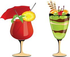 Fresh smoothies and sparkling drinks Fruit vector