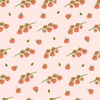 Cute seamless pattern of cherry tomatoes.Pattern for textile, wallpaper, packaging, cover, web, card, box, print, banner, ceramics vector