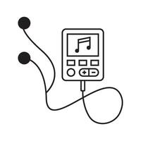 music player doodle icon vector