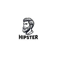 Hipster face with beard and glasses vector