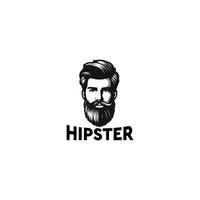 Hipster face with beard and glasses vector