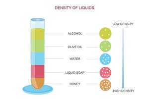 líquido densidad. comprensión masa por volumen vector