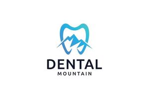 dental dientes montaña degradado azul negocio logo vector