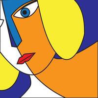 colorful face of close up woman vector