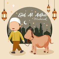 people celebrating eid al-adha illustration vector