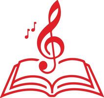 A red and white book with a musical note on it vector