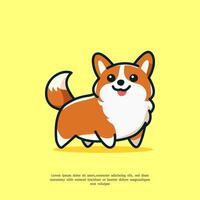 en pie corgi ilustración en plano diseño estilo vector