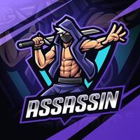 diseño de logotipo de la mascota de assassin esport vector