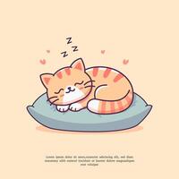 ilustración de linda gato dormido en un almohada vector