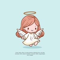 cute little angel illustration in flat design style vector