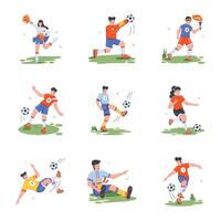 Football Athletes Flat Illustrations vector