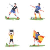 Football Athletes Flat Illustrations vector