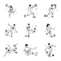 Football Athletes Flat Illustrations vector