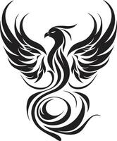 renacimiento pájaro de fuego emblema fuego Resiliencia símbolo negro emblemático vector
