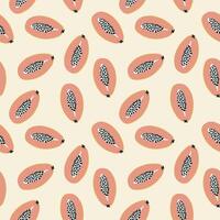 seamless pattern with papaya fruit, doodle style illustration vector