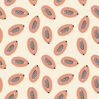 seamless pattern with papaya fruit, doodle style illustration vector