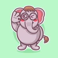 kawaii elephant animal character mascot with ok sign hand gesture isolated cartoon vector