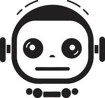 adorable digital asistente pequeño robot negro iconografía bolsillo tamaño ai encanto linda negro chatbot logo marca vector