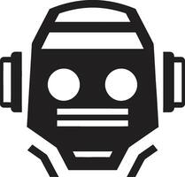 Micro Cybernetic Marvel Black Bot Emblem Lovable Automation Small Bot Black Iconic Badge vector