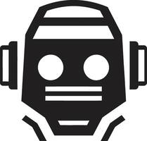 Micro Cybernetic Marvel Black Bot Emblem Lovable Automation Small Bot Black Iconic Badge vector