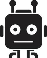 Micro Cybernetic Chat Marvel Black Bot Emblem Lovable AI Assistant Small Black Chatbot Iconic Badge vector