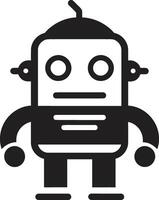 caprichoso ai camarada minúsculo negro robot chiquitín robótico elegancia chiquita chatbot vector