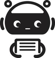 Mini AI Buddy Small Black Chat Emblem Whimsical Chat Pal Pocket Sized AI Glyph vector