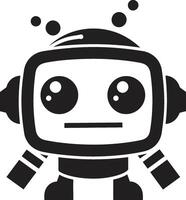 digital compañero linda minúsculo robot icono mini ai compañero pequeño negro charla emblema vector