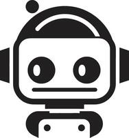 Quirky Digital Companion Small AI Badge Micro Tech Innovator Cute Black Icon vector