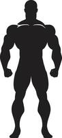Bold Bulk Full Body Black Iconography Chiseled Icon Bodybuilders Black Design vector