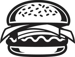 Yummy Burger Art Black Icon Classic Burger Essence Monochrome Icon vector