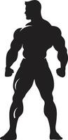 Carbon Cut Full Body Black Logo Design Monochrome Muscle Bodybuilders Iconic Art vector